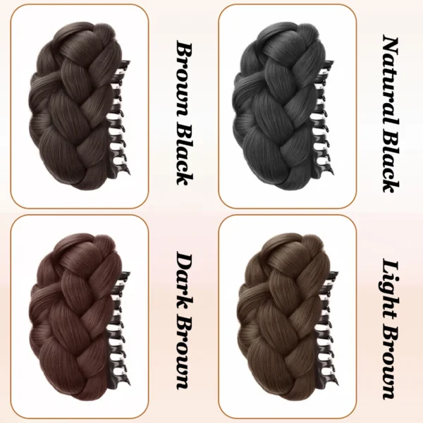 AOSIQUEEN Synthetic Fried Dough Twists Ball Hair Bun Claw Clip Flower Bud Head Fluffy Dished Hair Back Head Wig Bag for Women - Image 5