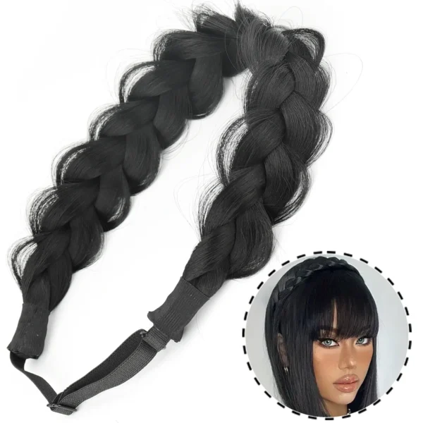 Synthetic 16Inch Adjustable Braided Headband Elastic Band Style For Women Black Blonde Braided Headwear Hair Scrunchy Headband - Image 16