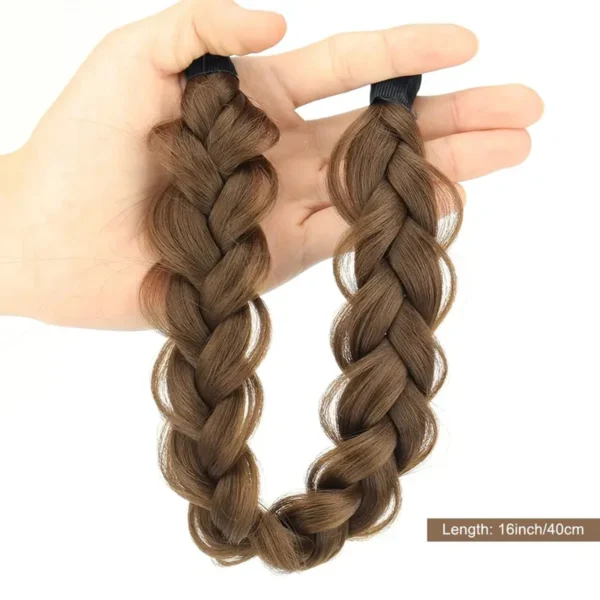 Synthetic 16Inch Adjustable Braided Headband Elastic Band Style For Women Black Blonde Braided Headwear Hair Scrunchy Headband - Image 3