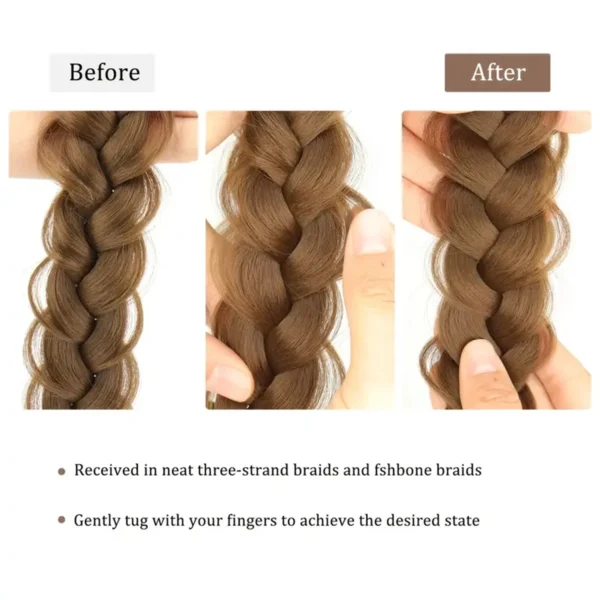 Synthetic 16Inch Adjustable Braided Headband Elastic Band Style For Women Black Blonde Braided Headwear Hair Scrunchy Headband - Image 4