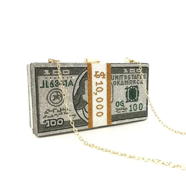 Creative Fashion New Money Clutch Rhinestone Purse 10000 Dollars Stack Bags of Cash Evening Handbags Shoulder Wedding Dinner Bag - Image 32