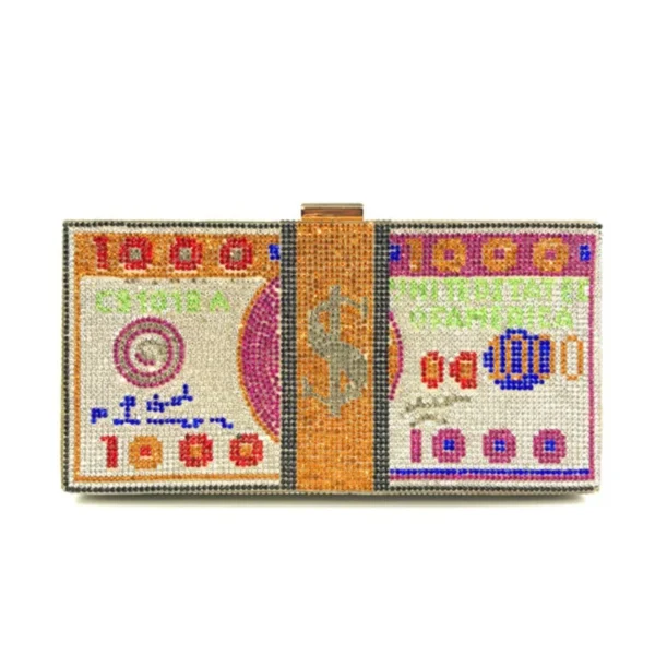 Creative Fashion New Money Clutch Rhinestone Purse 10000 Dollars Stack Bags of Cash Evening Handbags Shoulder Wedding Dinner Bag - Image 39