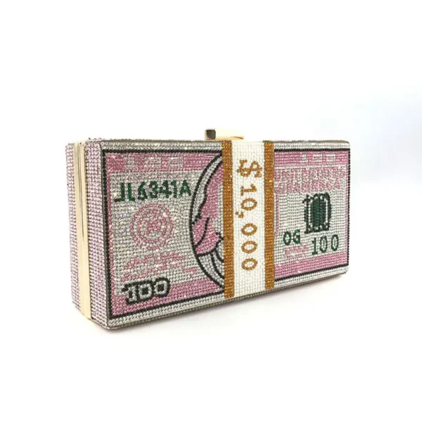 Creative Fashion New Money Clutch Rhinestone Purse 10000 Dollars Stack Bags of Cash Evening Handbags Shoulder Wedding Dinner Bag - Image 31