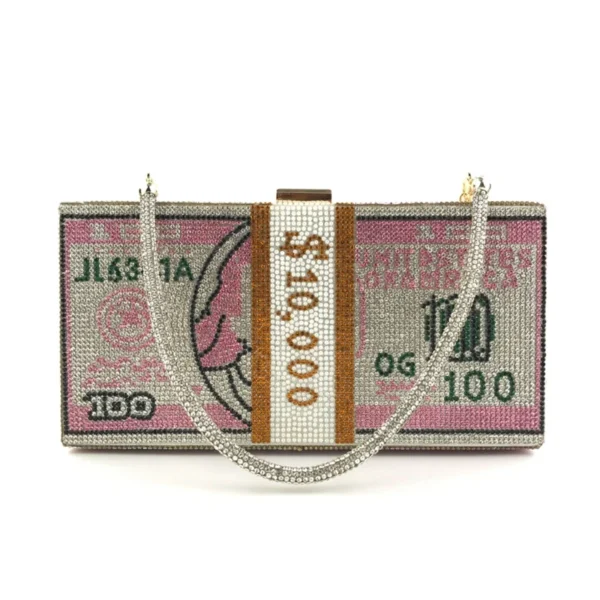 Creative Fashion New Money Clutch Rhinestone Purse 10000 Dollars Stack Bags of Cash Evening Handbags Shoulder Wedding Dinner Bag - Image 37