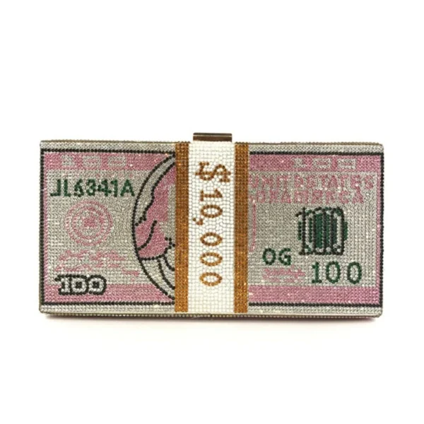 Creative Fashion New Money Clutch Rhinestone Purse 10000 Dollars Stack Bags of Cash Evening Handbags Shoulder Wedding Dinner Bag - Image 43