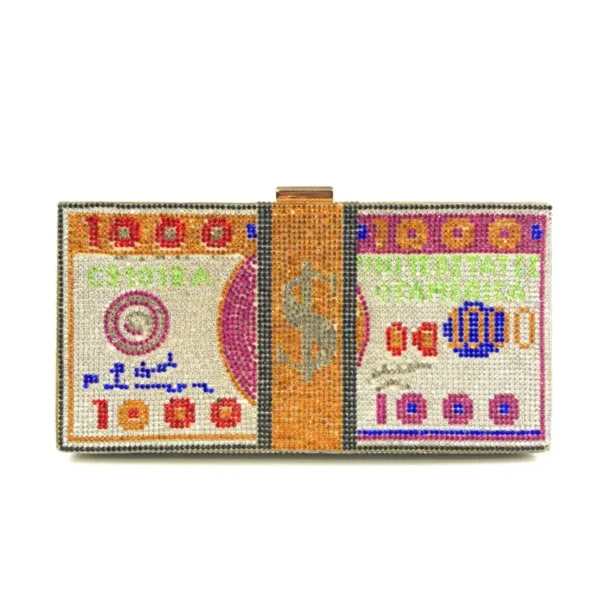 Creative Fashion New Money Clutch Rhinestone Purse 10000 Dollars Stack Bags of Cash Evening Handbags Shoulder Wedding Dinner Bag - Image 23