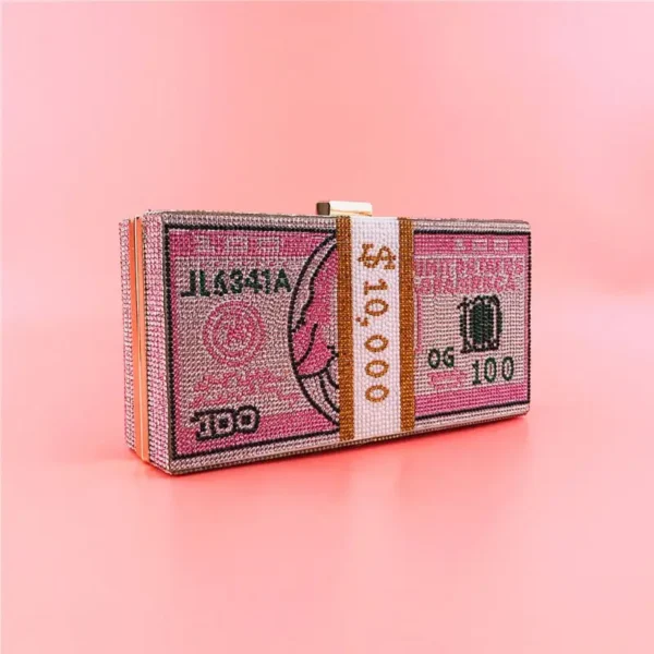 Creative Fashion New Money Clutch Rhinestone Purse 10000 Dollars Stack Bags of Cash Evening Handbags Shoulder Wedding Dinner Bag - Image 34