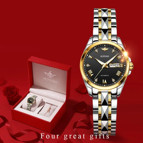 OUPINKE 3171 Automatic Watch for Women Top Brands Tungsten steel Sapphire Waterproof Luxury Wristwatch Women's Mechanical Watch - Image 7