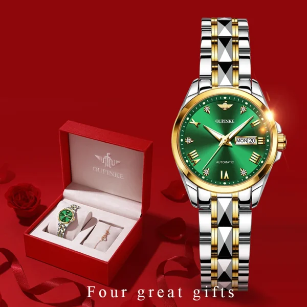 OUPINKE 3171 Automatic Watch for Women Top Brands Tungsten steel Sapphire Waterproof Luxury Wristwatch Women's Mechanical Watch - Image 9