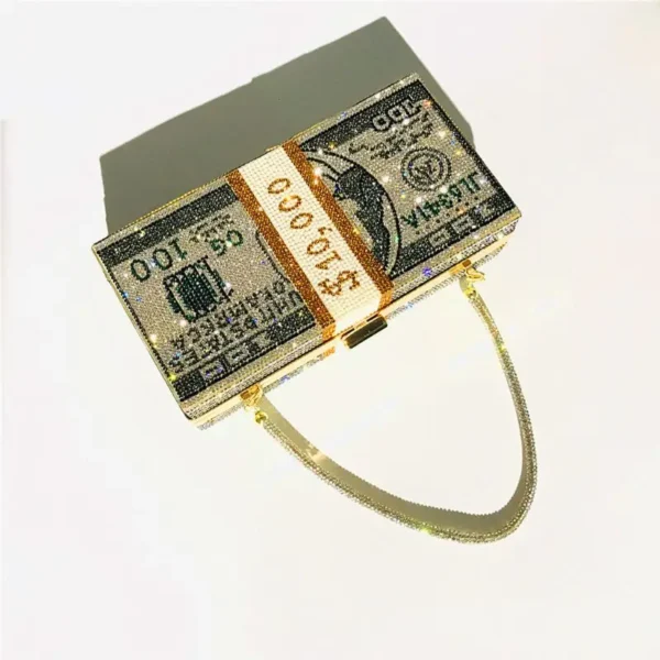 Creative Fashion New Money Clutch Rhinestone Purse 10000 Dollars Stack Bags of Cash Evening Handbags Shoulder Wedding Dinner Bag - Image 27
