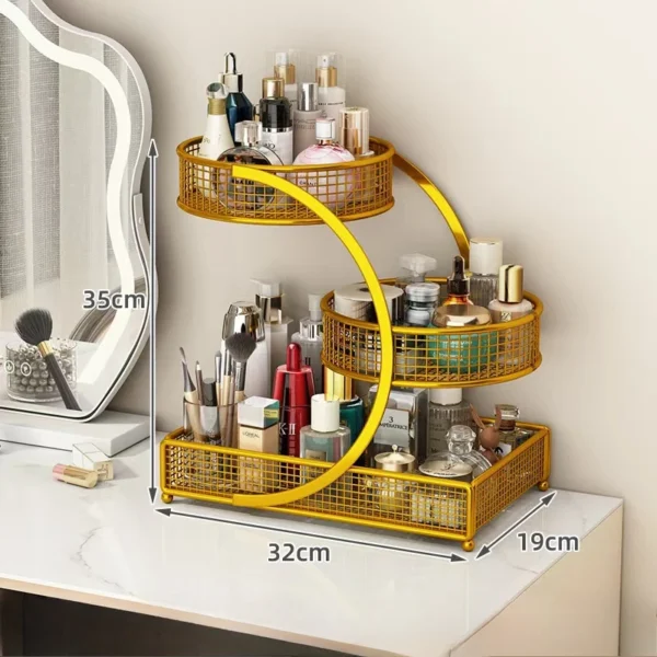 1pc Lightweight Varnished Metal Makeup Storage Rack - No - Installation, Ideal for Vanity Countertop, for Lipstick & Skincare - Image 6