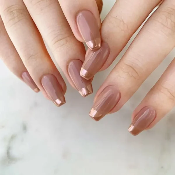24pcs Gradient Fake Nails French Ballerina Nail Waterproof Faux Medium Coffin false nails Fingernails Press on Nails Tips - Image 26