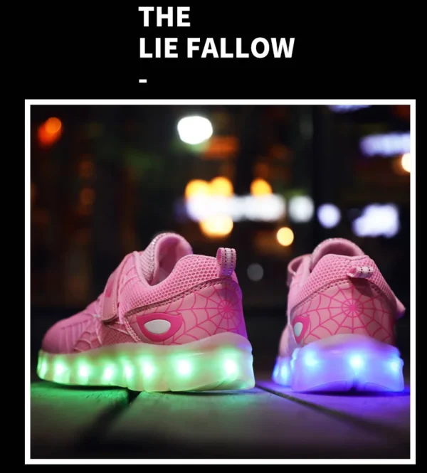 Kids Sneakers Light Up Skateboarding Shoes Fashion Spider Web Flat Walking Sports Shoes LED USB Charging Flashing Casual Shoes - Image 38