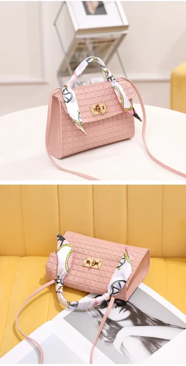 Women's Bag New Fashion Simple Plaid Embossed Crossbody Scarf Small Square Bag Single Shoulder Bag designer bags - Image 29