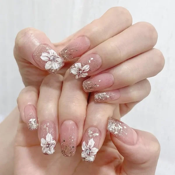 24pcs Gradient Fake Nails French Ballerina Nail Waterproof Faux Medium Coffin false nails Fingernails Press on Nails Tips - Image 19