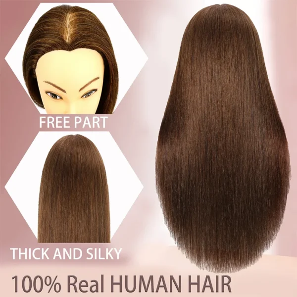 100% Real Human Hair Doll Head For Hairstyle Professional Training Head Kit Mannequin Head Styling To Practice Hot Curl Iron St - Image 14