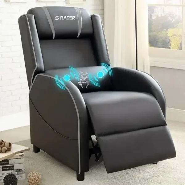 LED Gaming Massage Recliner Chair, Racing Style Single Living Room Sofa Comfortable Ergonomic Home Theater Seating, Chairs - Image 12