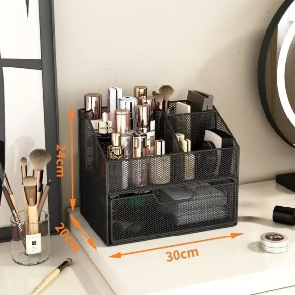 1pc Lightweight Varnished Metal Makeup Storage Rack - No - Installation, Ideal for Vanity Countertop, for Lipstick & Skincare - Image 10