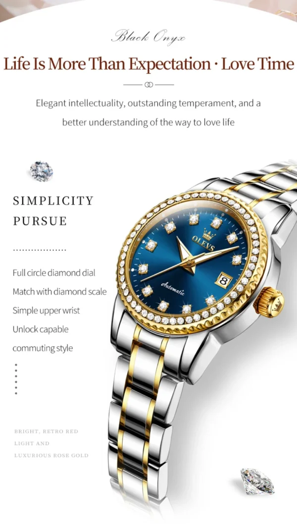 Olevs 7003 fashion mechanical watch round-dial stainless steel watchband wristwatch calendar luminous watch Man - Image 13