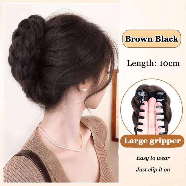 AOSIQUEEN Synthetic Fried Dough Twists Ball Hair Bun Claw Clip Flower Bud Head Fluffy Dished Hair Back Head Wig Bag for Women - Image 9