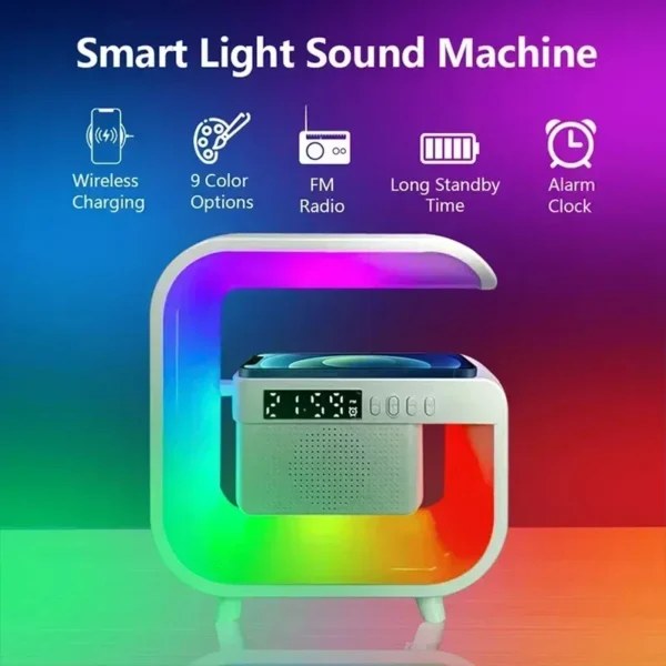 Multifunction Wireless Charger Stand Bluetooth 5.0 Speaker FM TF RGB Night Light Fast Charging Station for iPhone Samsung Xiaomi - Image 4