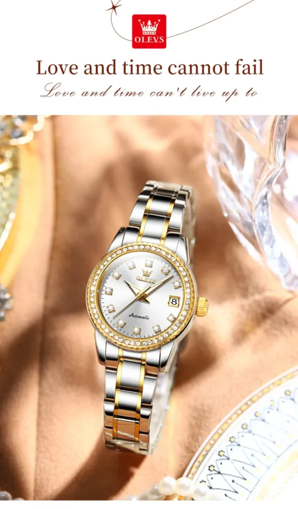 Olevs 7003 fashion mechanical watch round-dial stainless steel watchband wristwatch calendar luminous watch Man - Image 17