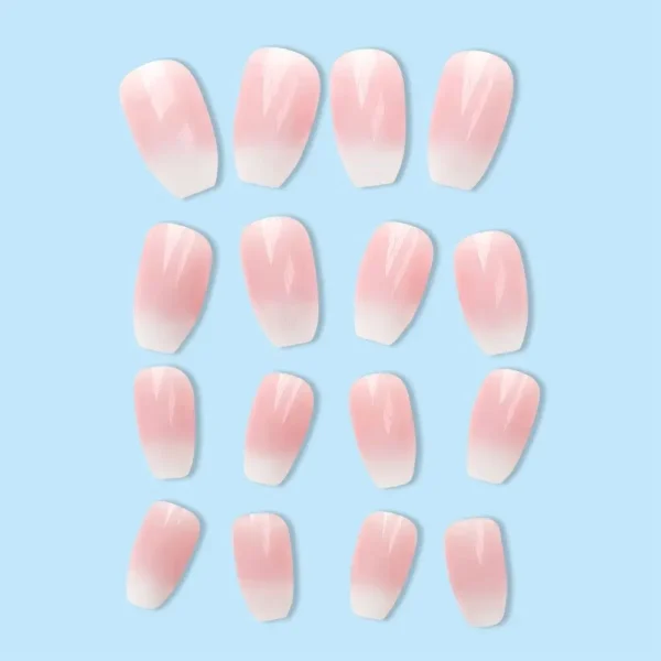 24pcs Gradient Fake Nails French Ballerina Nail Waterproof Faux Medium Coffin false nails Fingernails Press on Nails Tips - Image 28