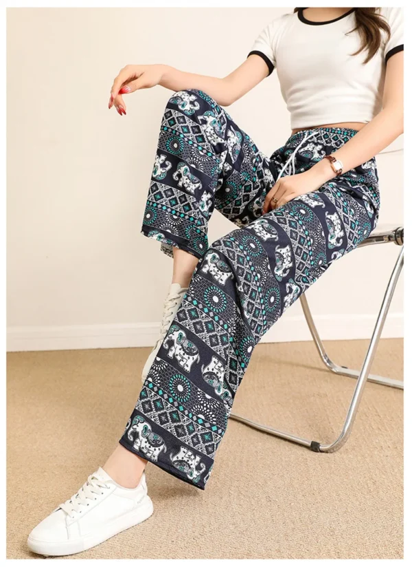 Women Wide Leg Pants High Waist Elephant Print Pant Summer Thin Straight Trousers Casual Bottoms Female Clothing 2023 Fashion - Image 23