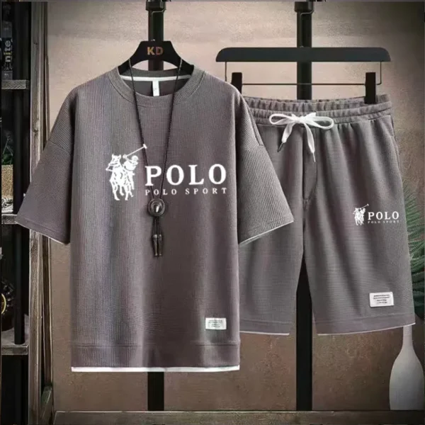 Men's short sleeved T-shirt and sports shorts set casual sportswear Korean fashion summer - Image 7