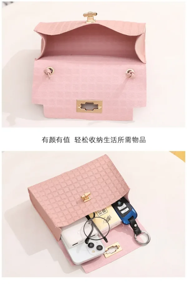 Women's Bag New Fashion Simple Plaid Embossed Crossbody Scarf Small Square Bag Single Shoulder Bag designer bags - Image 17