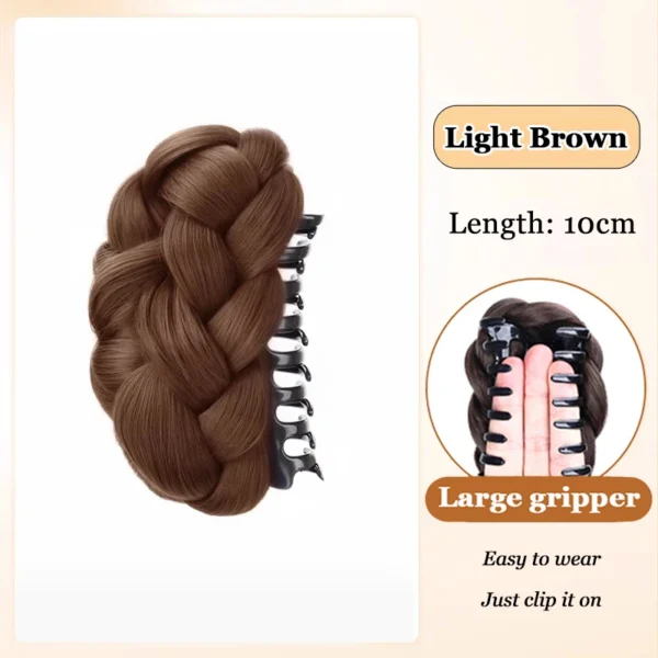 AOSIQUEEN Synthetic Fried Dough Twists Ball Hair Bun Claw Clip Flower Bud Head Fluffy Dished Hair Back Head Wig Bag for Women - Image 7