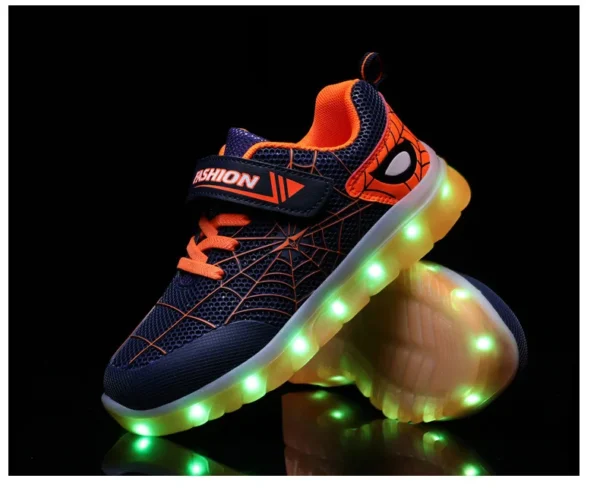 Kids Sneakers Light Up Skateboarding Shoes Fashion Spider Web Flat Walking Sports Shoes LED USB Charging Flashing Casual Shoes - Image 41