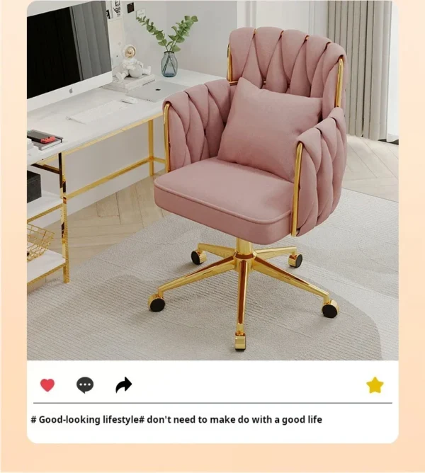 Light Luxury Velvet Office Chairs Modern Backrest Comfortable Chairs For Nail Salon Dressing Table Armchair Living Room Chair - Image 38