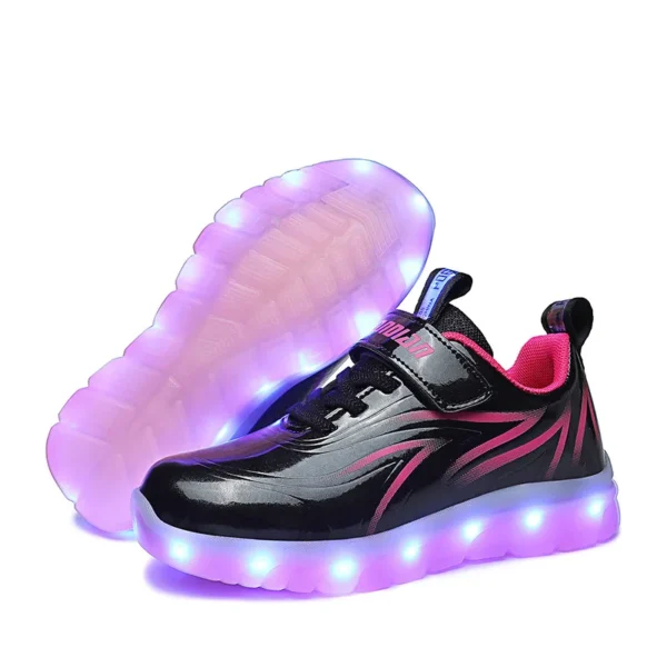Kids Sneakers Light Up Skateboarding Shoes Fashion Spider Web Flat Walking Sports Shoes LED USB Charging Flashing Casual Shoes - Image 12