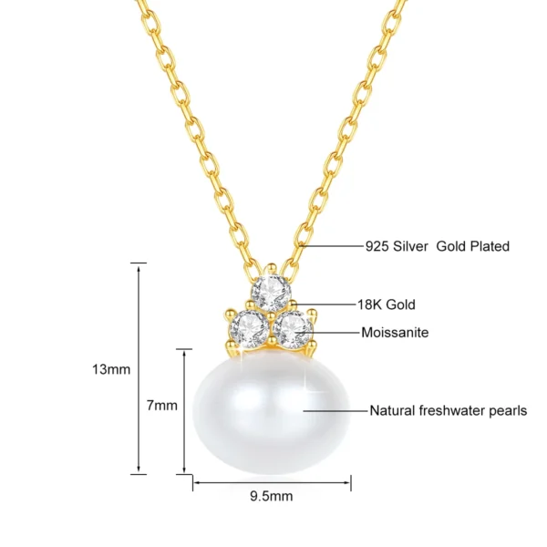 100% Real 18K Gold Pearl Necklace With Moissanite Stone Luxury AU750 K Gold Pendant Wedding Jewelry Gift With Certificate 2024 - Image 7