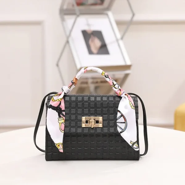 Women's Bag New Fashion Simple Plaid Embossed Crossbody Scarf Small Square Bag Single Shoulder Bag designer bags - Image 6