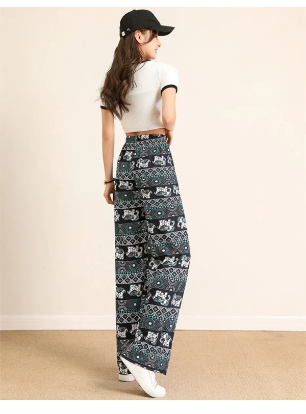 Women Wide Leg Pants High Waist Elephant Print Pant Summer Thin Straight Trousers Casual Bottoms Female Clothing 2023 Fashion - Image 25
