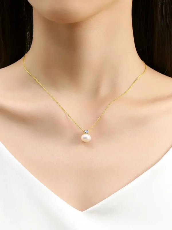 100% Real 18K Gold Pearl Necklace With Moissanite Stone Luxury AU750 K Gold Pendant Wedding Jewelry Gift With Certificate 2024 - Image 9