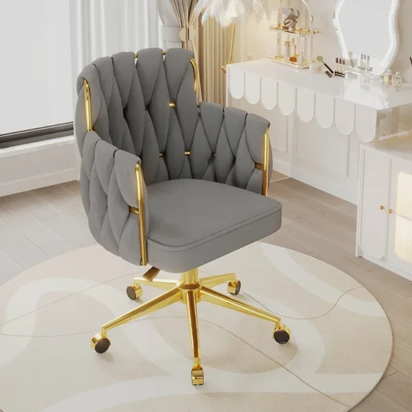 Light Luxury Velvet Office Chairs Modern Backrest Comfortable Chairs For Nail Salon Dressing Table Armchair Living Room Chair - Image 3