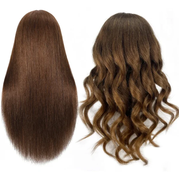 100% Real Human Hair Doll Head For Hairstyle Professional Training Head Kit Mannequin Head Styling To Practice Hot Curl Iron St - Image 2