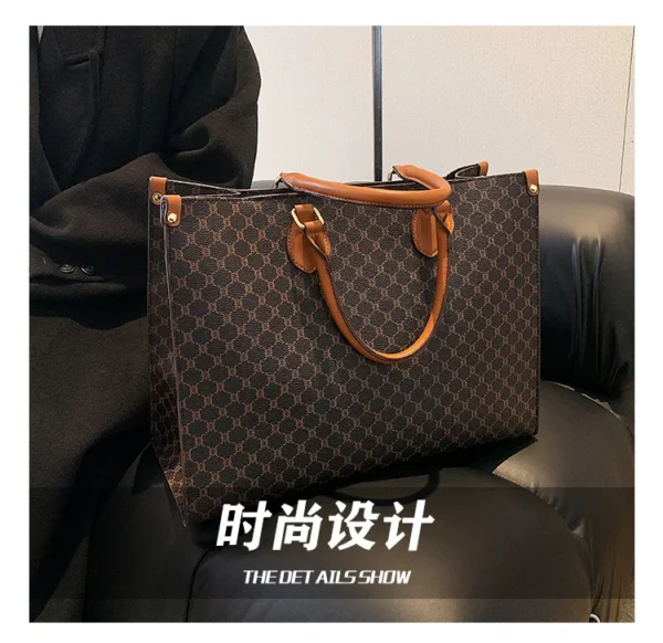 Large-capacity women's bags in Europe and the United States retro shoulder bag classic letters PU commuter handbags women - Image 34