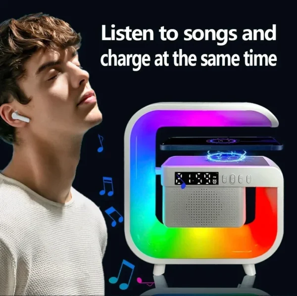 Multifunction Wireless Charger Stand Bluetooth 5.0 Speaker FM TF RGB Night Light Fast Charging Station for iPhone Samsung Xiaomi - Image 17