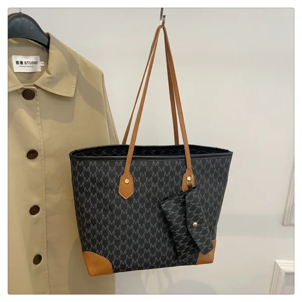 Large-capacity women's bags in Europe and the United States retro shoulder bag classic letters PU commuter handbags women - Image 17