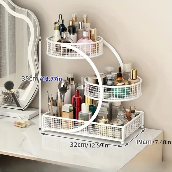 1pc Lightweight Varnished Metal Makeup Storage Rack - No - Installation, Ideal for Vanity Countertop, for Lipstick & Skincare - Image 3
