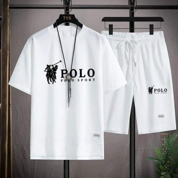 Men's short sleeved T-shirt and sports shorts set casual sportswear Korean fashion summer - Image 5