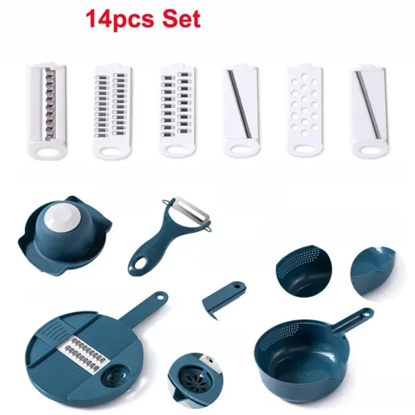 12 In 1 Multi-functional Vegetable Chopper Carrots Potatoes Manually Cut Shred Slicer Radish Grater with Container Kitchen Tools - Image 9