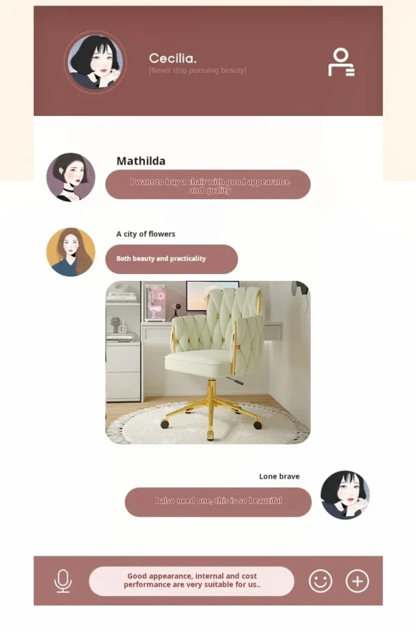 Light Luxury Velvet Office Chairs Modern Backrest Comfortable Chairs For Nail Salon Dressing Table Armchair Living Room Chair - Image 55