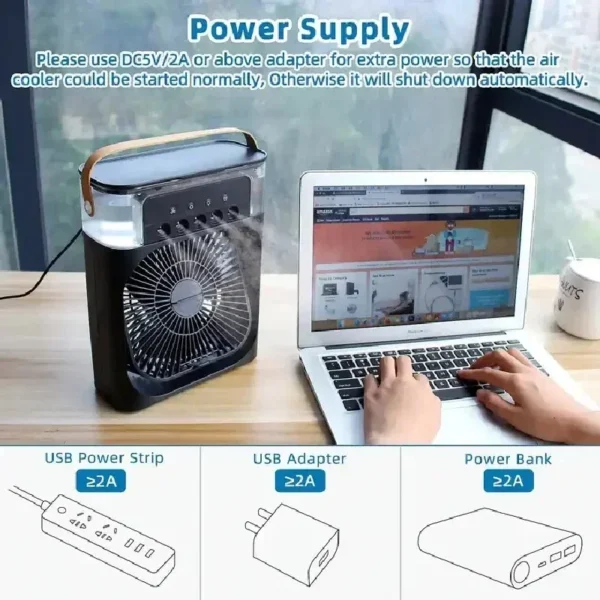 3 In 1 Fan AIr Conditioner Household Small Air Cooler LED Night Light Portable Air Adjustment Fan Office Home Fan New - Image 3