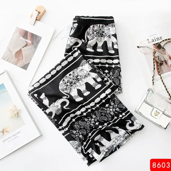 Women Wide Leg Pants High Waist Elephant Print Pant Summer Thin Straight Trousers Casual Bottoms Female Clothing 2023 Fashion - Image 13