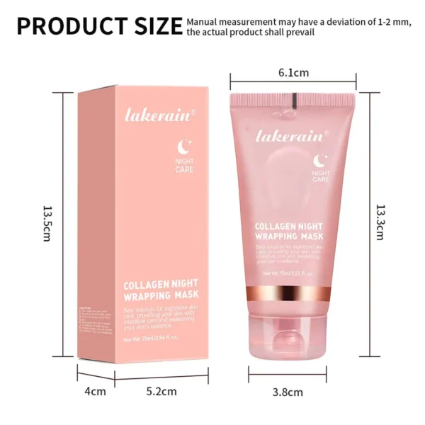 Lakerain Collagen Night Wrapping Mask Elasticity Hydration Care Reduces Sagging & Dullness Hydrolyzed Collagen For Glowing Skin - Image 18